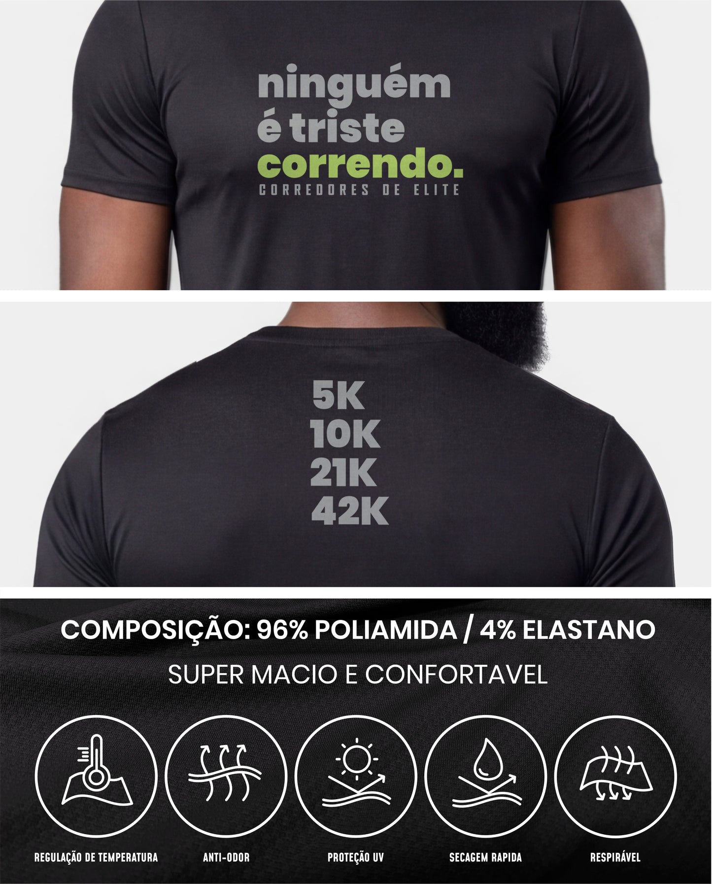 camiseta masculina - ninguem é triste correndo