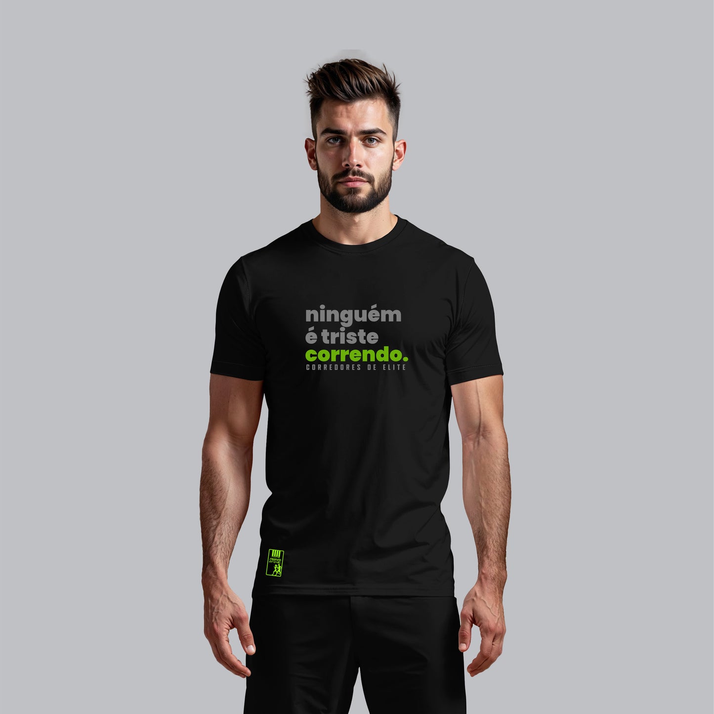 camiseta masculina - ninguem é triste correndo