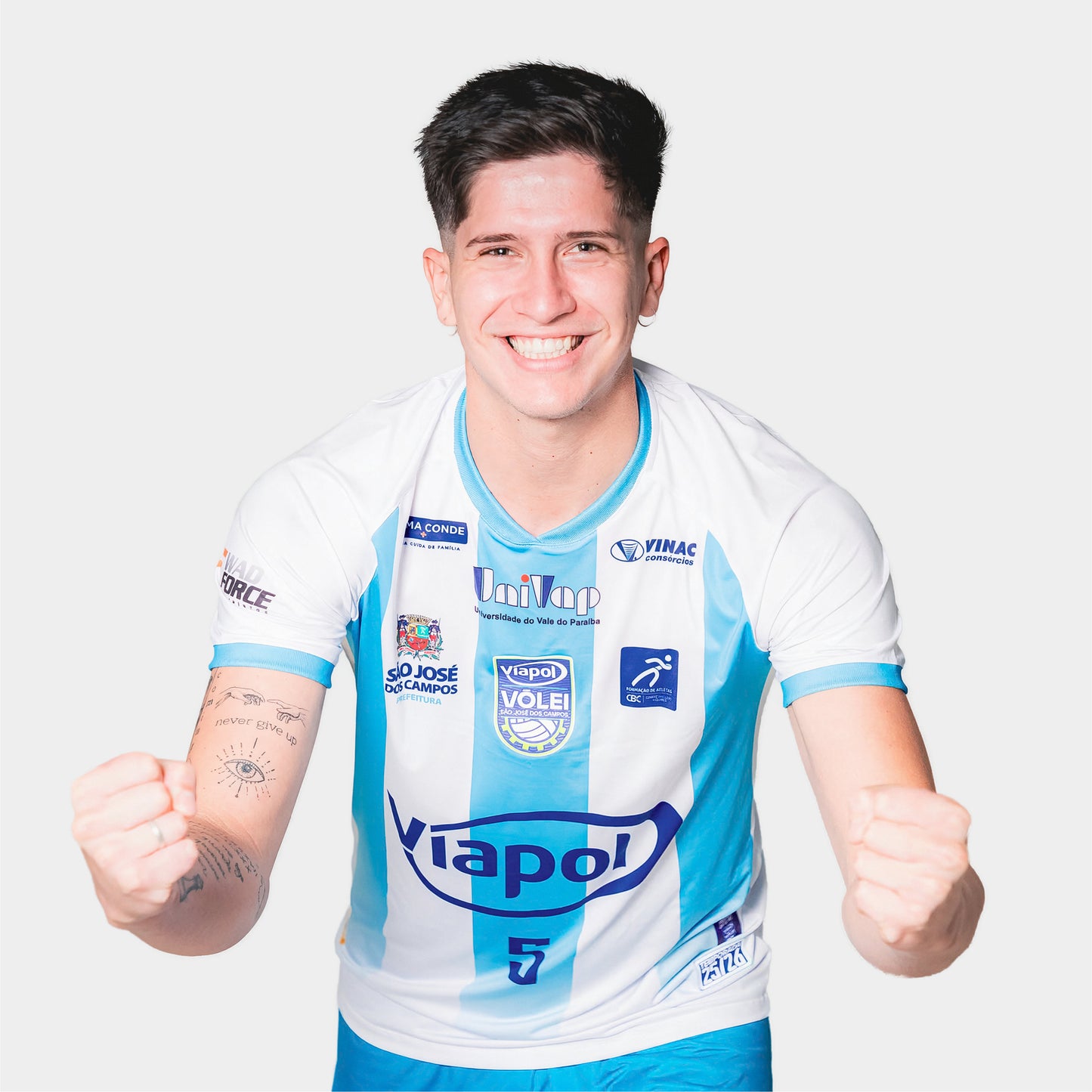 camiseta oficial viapol vôlei são josé - branco personalizado