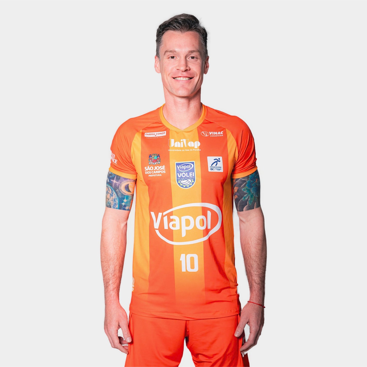 camiseta oficial viapol vôlei são josé - laranja personalizado