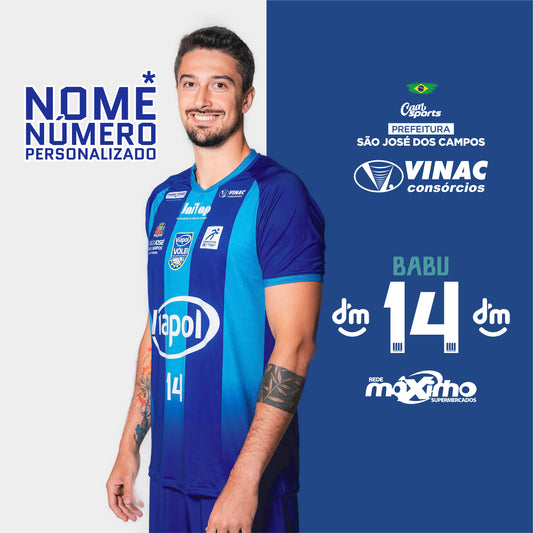 Camiseta Oficial Viapol Vôlei São José - AZUL PERSONALIZADO