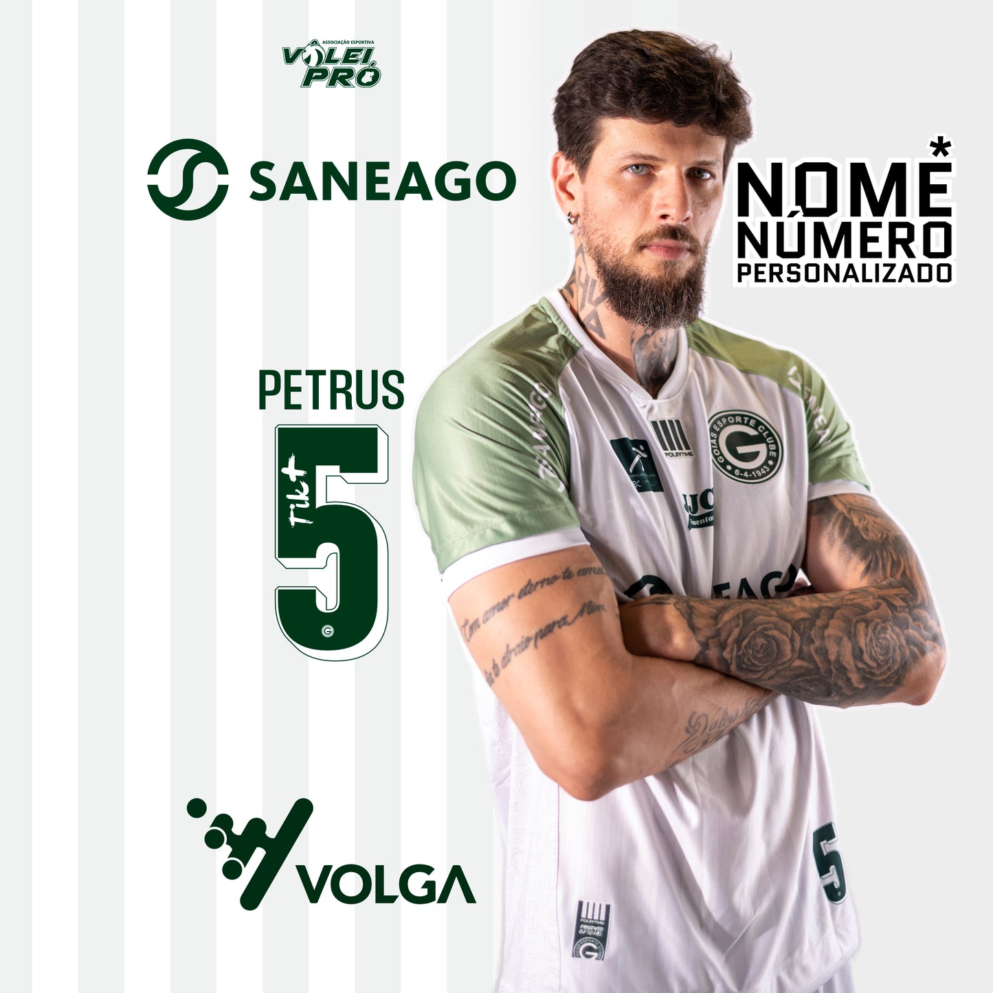 camiseta oficial saneago goiás vôlei branca personalizado